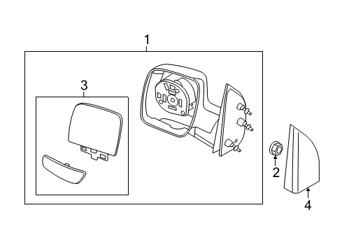 2012 Ford E-250 Outside Mirrors Mirror Glass Diagram for 4C2Z-17K707-B