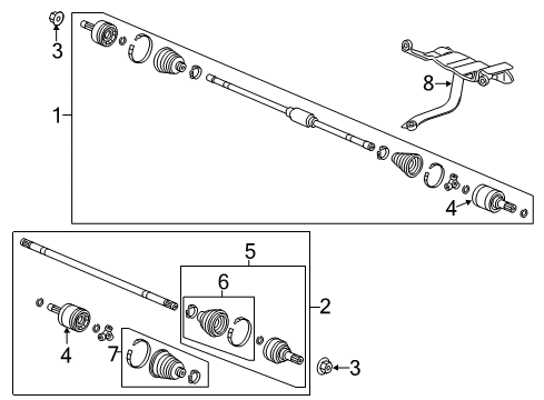 2020 Honda Fit Drive Axles - Front Joint Complete, Inboar Diagram for 44310-T9A-T91