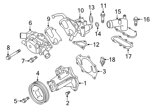 2018 Nissan Armada Water Pump Gasket-Water Outlet Diagram for 11062-5ZM0A