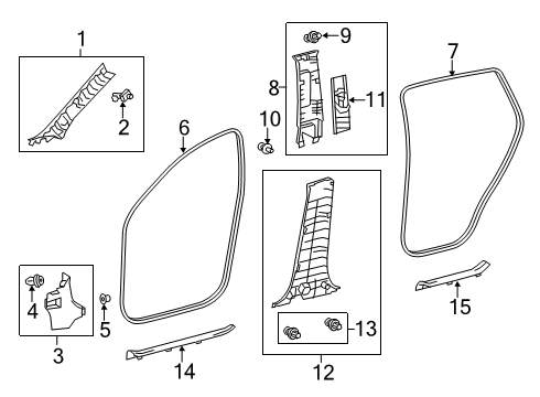 2021 Toyota RAV4 Interior Trim - Pillars Windshield Pillar Trim Diagram for 62210-0R080-B0