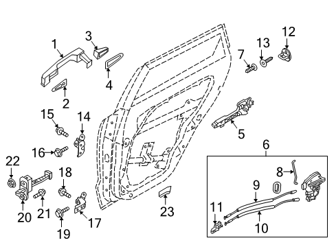 2018 Kia Niro Rear Door Rear Power Window Sub Left Switch Assembly Diagram for 93580G5100