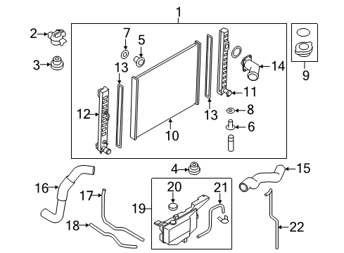 2016 Infiniti QX50 Radiator & Components Radiator Reservoir Tank Assembly Diagram for 21710-1BA0A