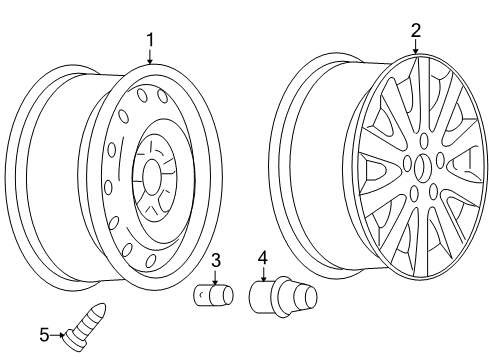 2005 Buick Terraza Wheels Wheel Rim-17X6.5 Aluminum 52Mm Outside 115.0Mm Bellcrank *Sparkle Slvr Diagram for 9595325