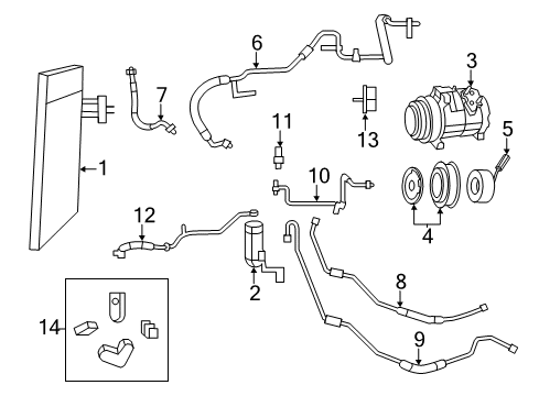 2009 Chrysler Town & Country A/C Condenser, Compressor & Lines PULLY Kit-A/C Compressor Diagram for 68032120AA