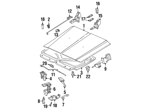 1999 Jeep Cherokee Hood & Components STRIKER-Hood Safety Catch Diagram for 55009999AB