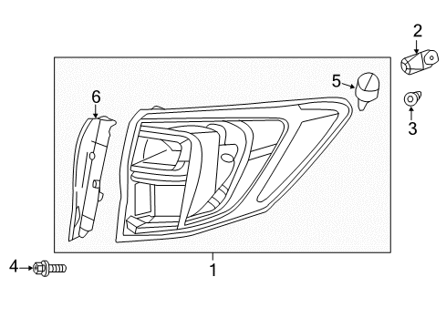 2018 Acura RDX Bulbs Taillight Assembly, Passenger Side Diagram for 33500-TX4-A51