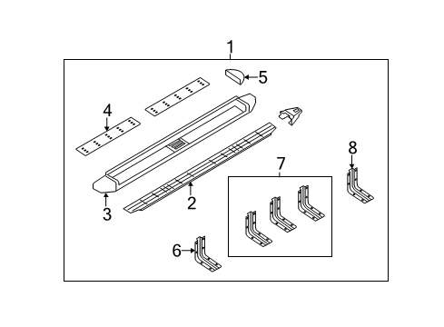 2014 Ford F-250 Super Duty Running Board Step Bar Diagram for 8C3Z-16450-AB