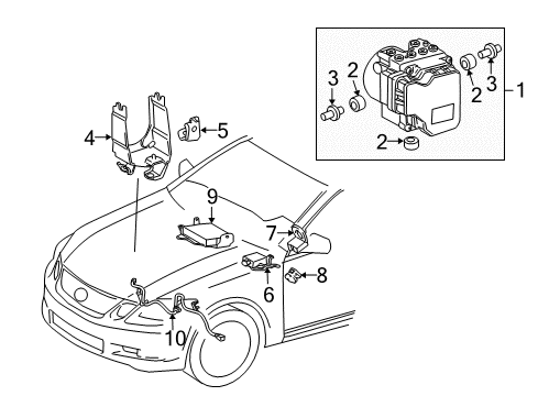 2008 Lexus GS350 ABS Components Bracket Assy, Brake Actuator Diagram for 44590-30130