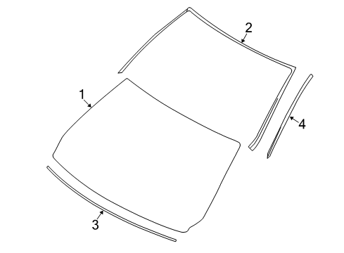 2013 BMW M3 Windshield Glass Strip, Column A Left Diagram for 51377119099