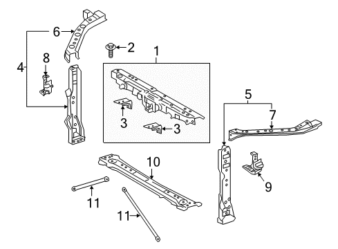 2019 Toyota Camry Radiator Support Upper Arm Diagram for 52141-06170