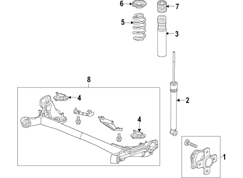 2016 Honda Fit Rear Axle, Suspension Components Shock Absorber Unit, Rear Diagram for 52611-T5R-A02
