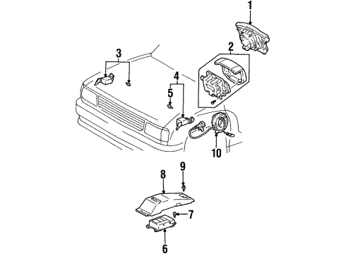 1994 Toyota T100 Air Bag Components Clock Spring Spiral Cable Sub-Assembly Diagram for 84306-34010