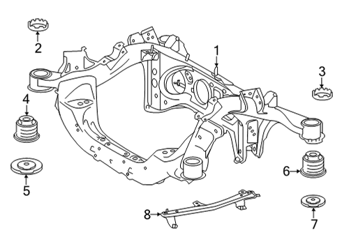 2022 Toyota Mirai Suspension Mounting - Rear Suspension Crossmember Diagram for 51206-62020