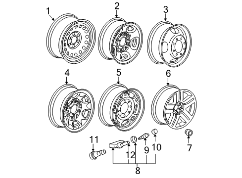 2009 Chevrolet Silverado 2500 HD Wheels Wheel Diagram for 9595397