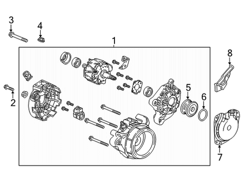 2022 Honda Civic Alternator Alternator (Reman) (Core Id 104211-3960) (Denso) Diagram for 31100-5BA-A51RM