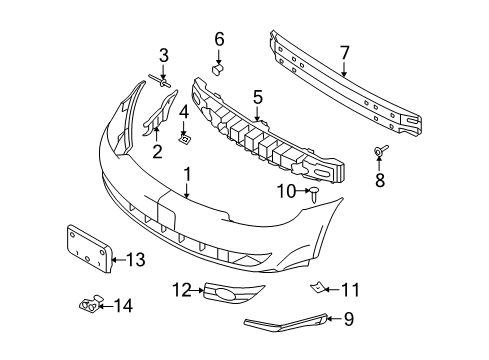 2008 Ford Taurus Front Bumper Lower Deflector Diagram for 8G1Z-17626-AA