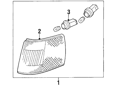 1989 Honda CRX Side Marker Lamps Light Assembly, Right Front Position Diagram for 34300-SH2-A03