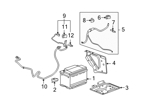 2009 GMC Sierra 1500 Hybrid Components, Battery, Cooling System Positive Cable Cover Diagram for 15894234