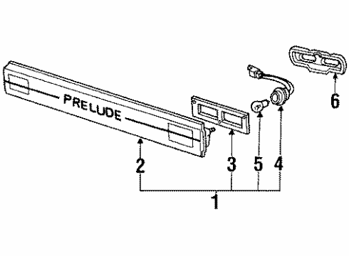 1985 Honda Prelude Backup Lamps Garnish, Rear Panel Diagram for 33700-SB0-672