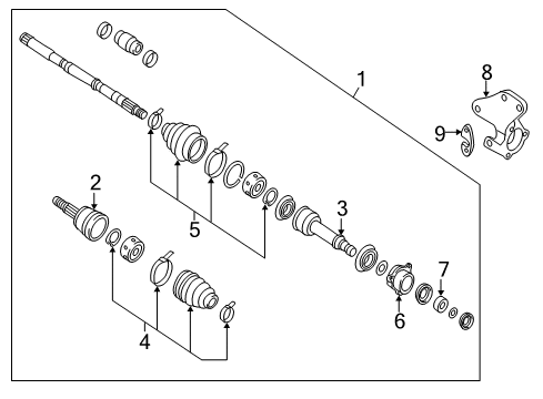 2016 Nissan Murano Drive Axles - Front Shaft Assy-Front Drive, RH Diagram for 39100-5AA5B