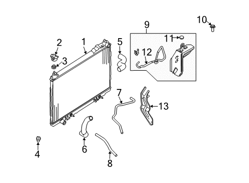 2003 Infiniti FX45 Radiator & Components Radiator Reservoir Tank Assembly Diagram for 21710-CG200