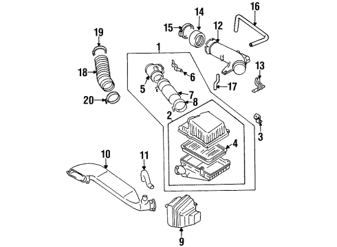 1995 Kia Sportage Filters FUNNEL-Air Diagram for 0K01A13231