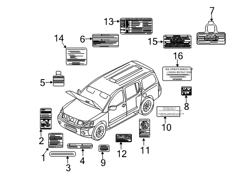 2005 Infiniti QX56 Information Labels Sticker-Emission Control Diagram for 14805-7S200