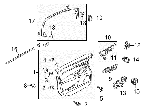 2015 Ford Edge Interior Trim - Front Door Switch Bezel Diagram for FT4Z-14527-AB