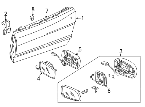 1991 Acura NSX Door & Components Mirror, Driver Side (Flat) Diagram for 76253-SL0-A01