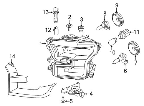 2017 Ford F-150 Headlamps Composite Headlamp Diagram for GL3Z-13008-H