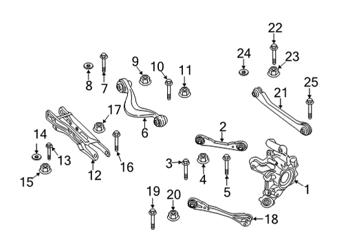 2021 BMW X6 Rear Suspension Components, Lower Control Arm, Upper Control Arm, Ride Control, Stabilizer Bar Wheel Carrier, Rear Left Diagram for 33306876651