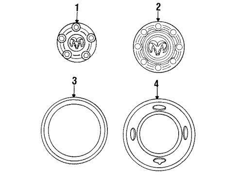 2000 Dodge Ram 3500 Wheel Covers & Trim Wheel Center Cap Diagram for 52038915