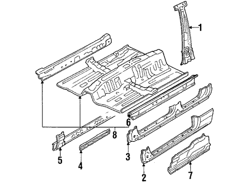 1988 Acura Legend Center Pillar & Rocker, Floor Floor, Front Diagram for 65100-SG0-C00ZZ