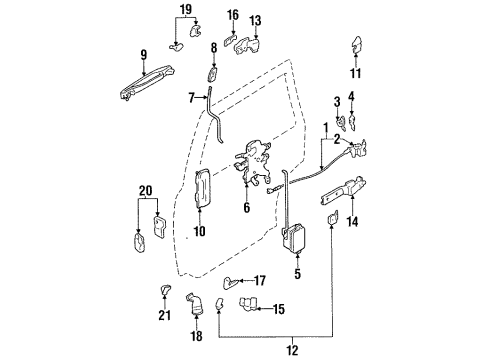 1990 Nissan Axxess Rear Door - Hardware Actuator Diagram for 82551-30R60