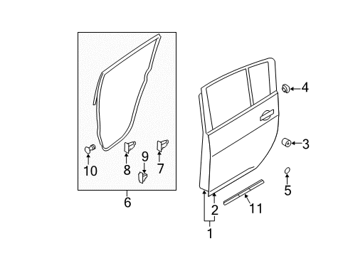 2011 Nissan Leaf Rear Door WEATHERSTRIP-Rear RH Diagram for 82831-3NA0A