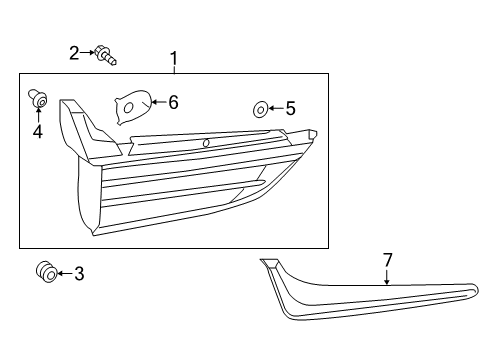 2019 Lexus LX570 Tail Lamps GARNISH Sub-Assembly, Back Door Diagram for 76802-60180