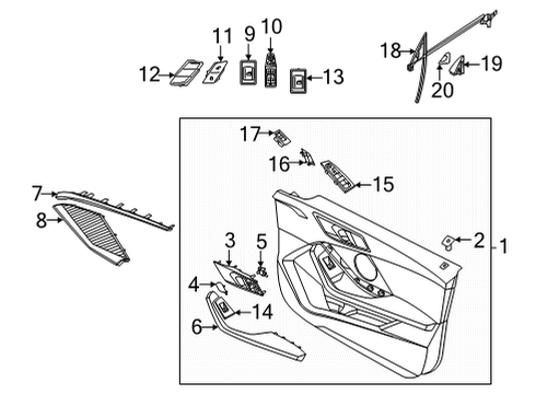 2021 BMW M235i xDrive Gran Coupe Front Door COVER, CENTRAL LOCKING FRONT Diagram for 51417949811