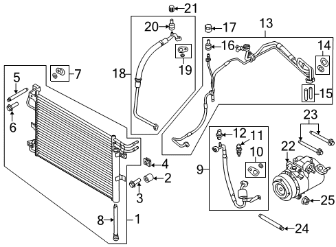 2013 Ford Police Interceptor Utility A/C Condenser, Compressor & Lines Evaporator Tube Seal Kit Diagram for AE5Z-19B596-A