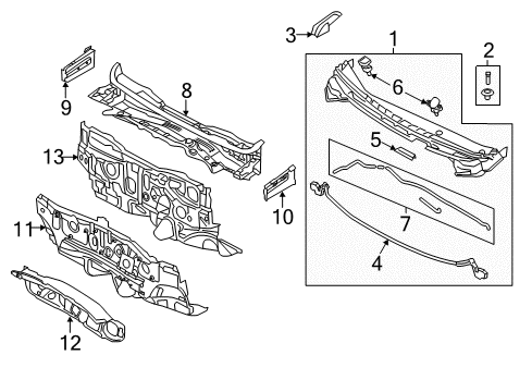 2016 Kia Forte Cowl Hose Assembly-Windshield Washer Diagram for 98650A7000