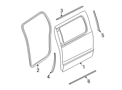 2005 Dodge Dakota Rear Door Seal-Rear Door Diagram for 55359712AJ