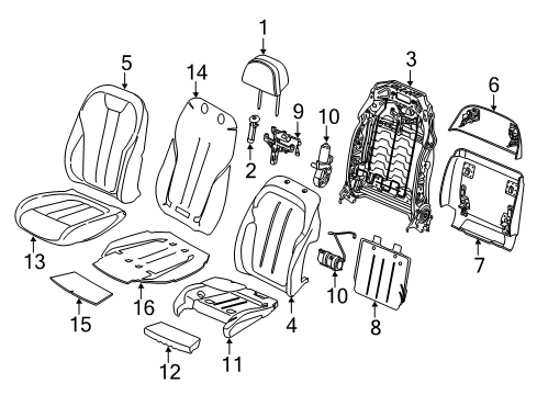 2016 BMW X6 Heated Seats Sports Seat Upholstery Parts, Right Diagram for 52107400136