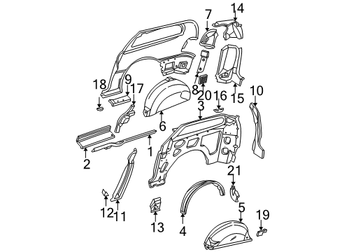 2006 Chrysler Town & Country Inner Structure & Rails - Side Panel Shield-WHEELHOUSE Diagram for 4857227AA