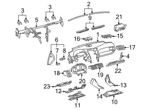 2009 Lexus GS350 Instrument Panel Pad Sub-Assy, Instrument Panel Safety Diagram for 55401-30730-C0