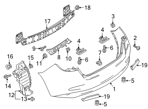 2018 Toyota Yaris iA Rear Bumper Side Retainer Diagram for 52575-WB001