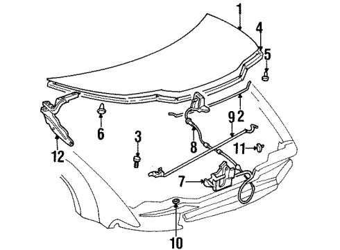 1998 Chrysler Sebring Hood & Components Rod Hood Prop Diagram for 4696298
