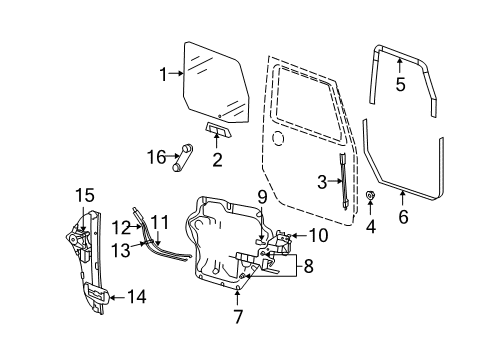 2017 Jeep Wrangler Front Door - Glass & Hardware WEATHERSTRIP-Door Glass Run Channel Diagram for 55395728AF