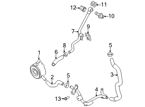 2009 Nissan Murano Oil Cooler Bracket-Heater Hose Clamp Diagram for 21311-JP00A