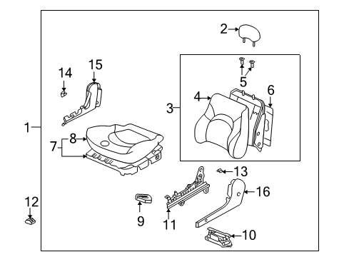 2002 Kia Optima Front Seat Components Front Cushion Covering, Right Diagram for 882603C000BTA