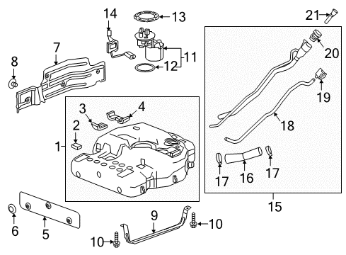 2022 Cadillac XT5 Fuel System Components Tank Strap Diagram for 23353349