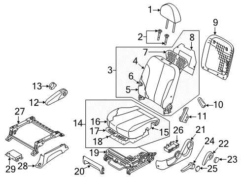 2014 Kia Sedona Heated Seats Warmer-Seat Back Diagram for 884994D011